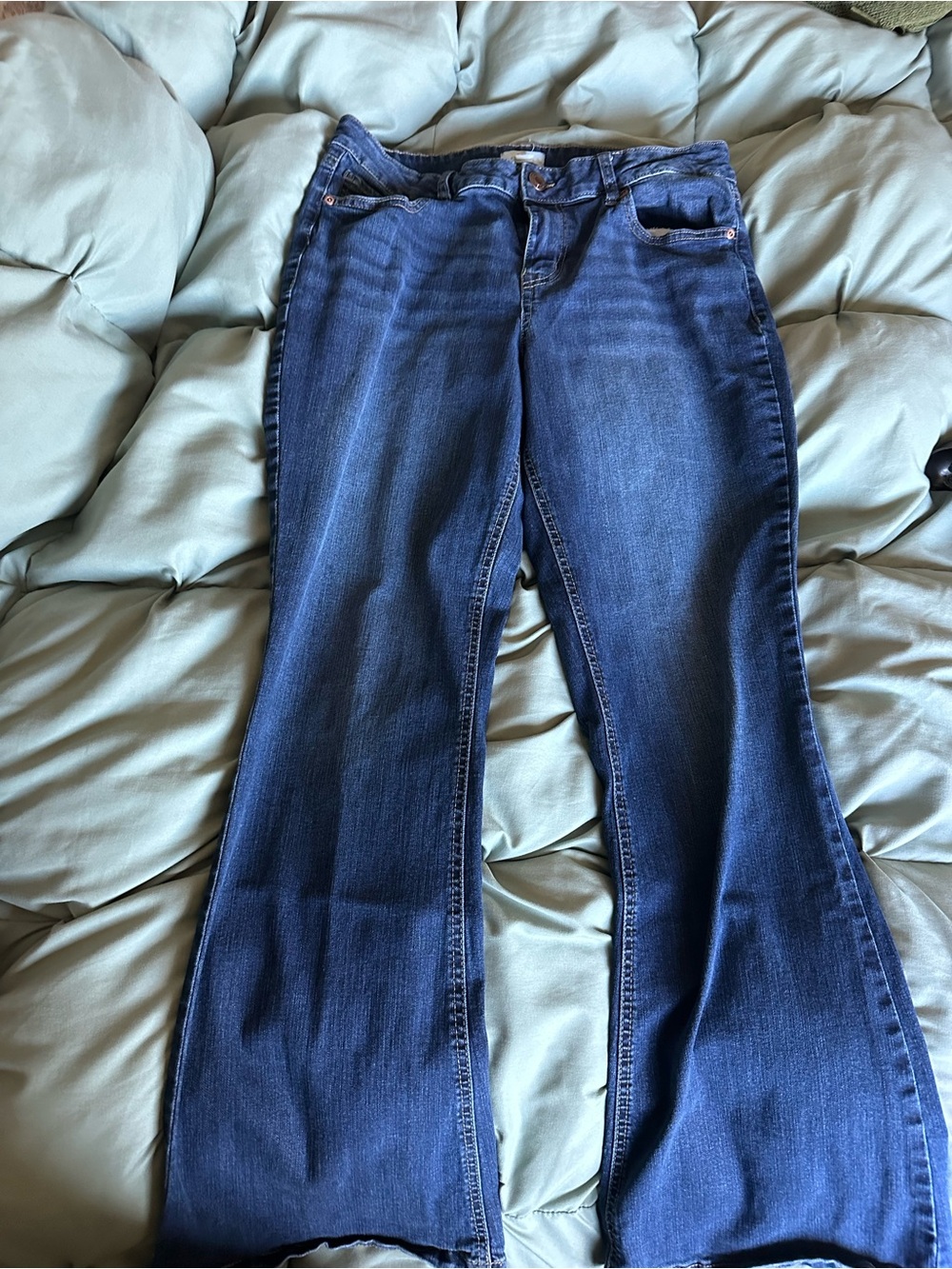 Maurices Dark Blue Flare Jeans - Wide Leg Stretch Denim
